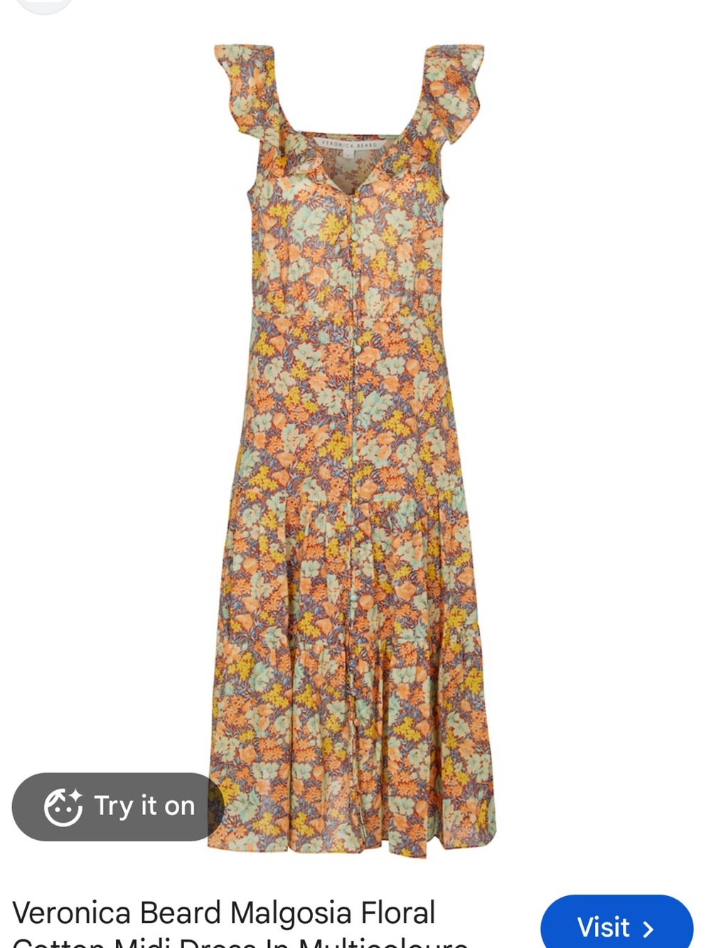 Veronica Beard Malgosia Floral Cotton Midi Dress